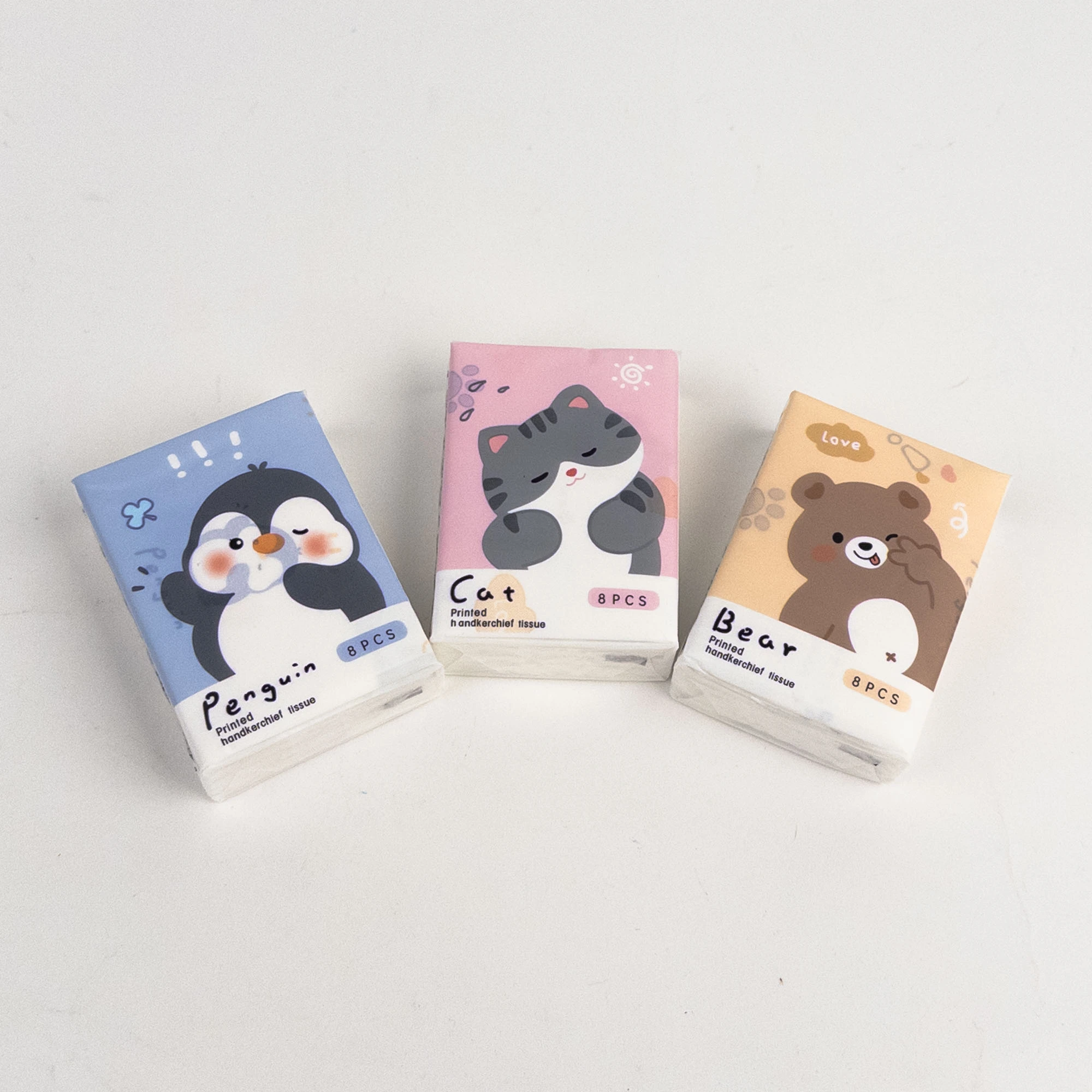 Салфетки сухие с принтом 8шт (3-ых слойные)