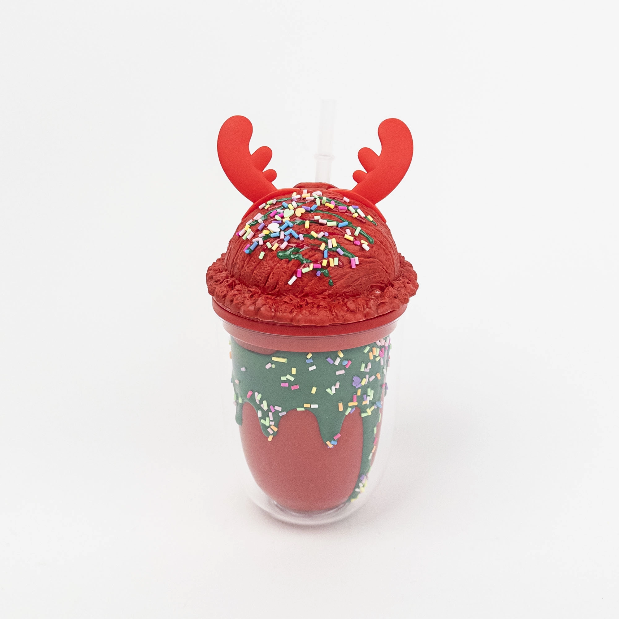 Reindeer Antler Straw Cup 350 ml (Christmas Themed)