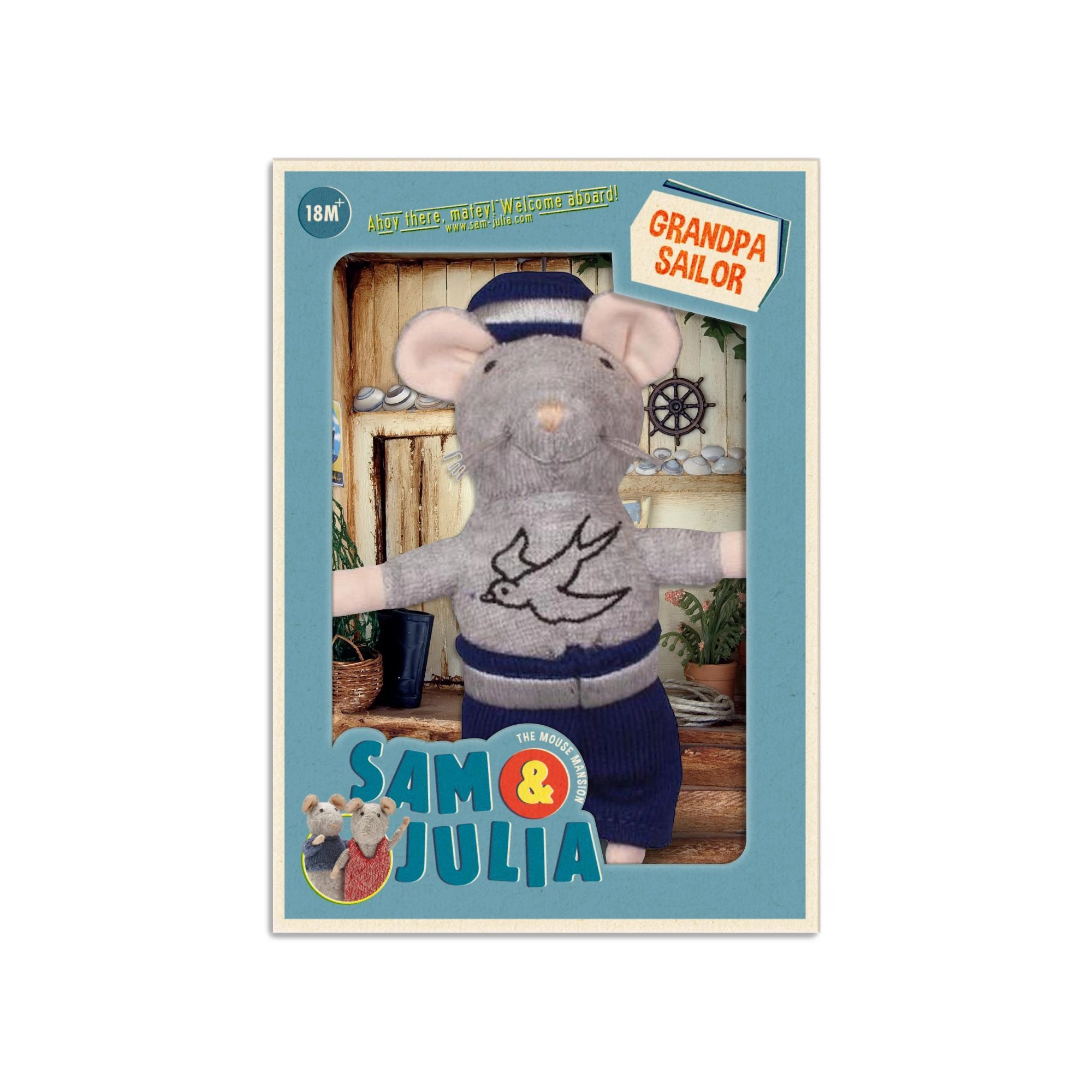 Игрушка мини-мышка Дедушка-моряк 12 см