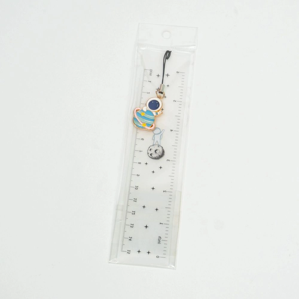 Plastic ruler with keychain 15 cm
