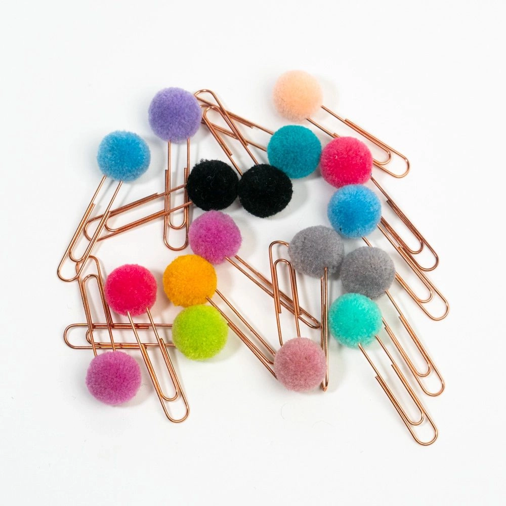 Metal paperclip + pompom