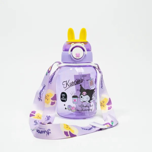  Sticlă cu pai Kuromi cu urechiușe 600 ml