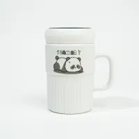 Cana ceramică cu capac Bears 450 ml