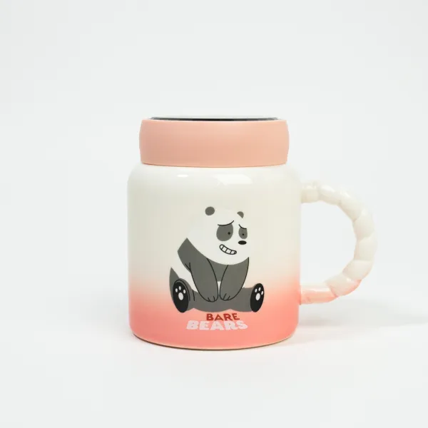 Cana ceramică cu capac Panda 450 ml