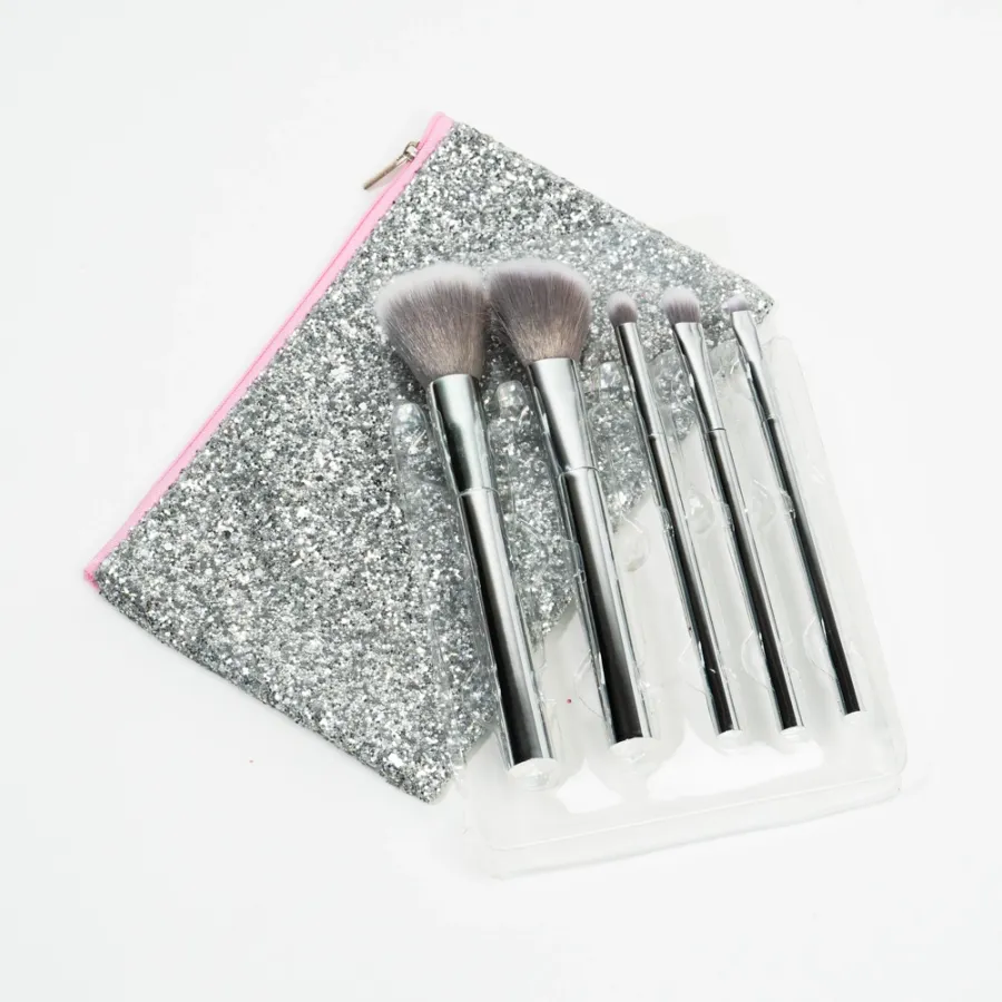 Pensule de machiaj Kiss Face (set 5 buc) + trusă cosmetică