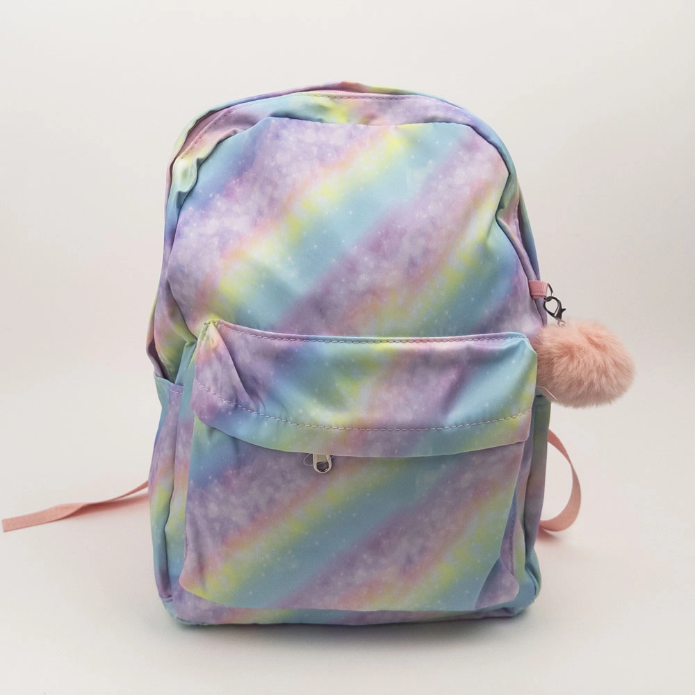 Fabric Backpack + Fluffy Keychain