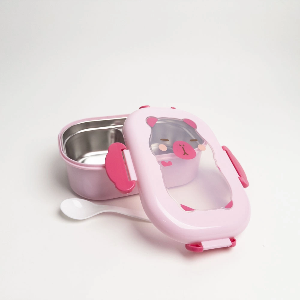 Small stainless steel lunch box with spoon