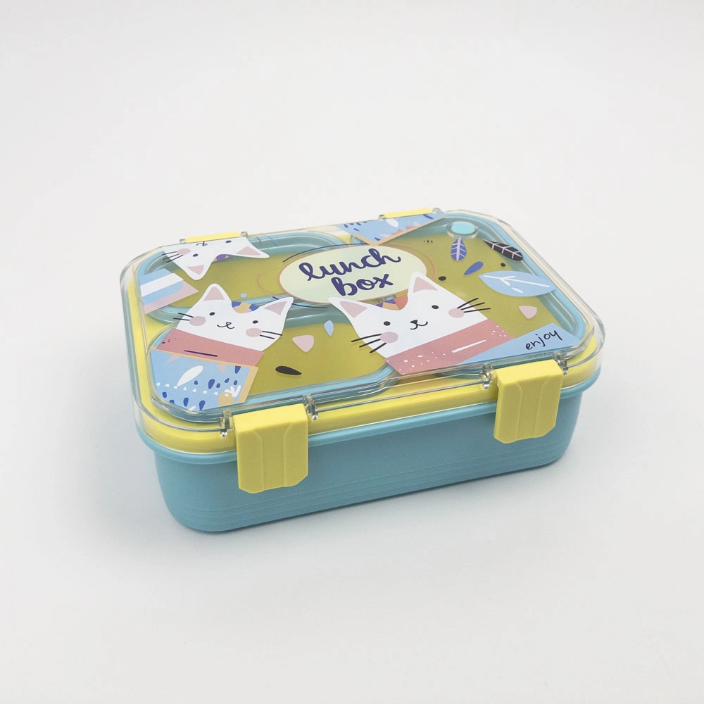 Cats plastic lunch box 800 ml - 3 compartments+spoon