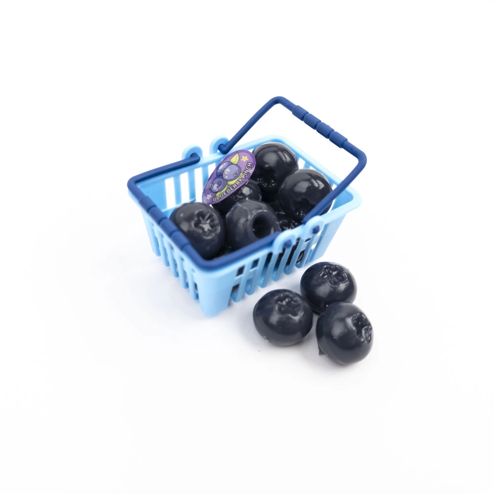 Blueberry squishy stress toy in basket