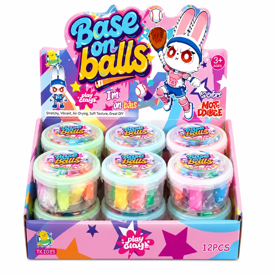 Super Light Air-Drying Clay Set 12 Colors in Tub Base on Balls / Play Clay