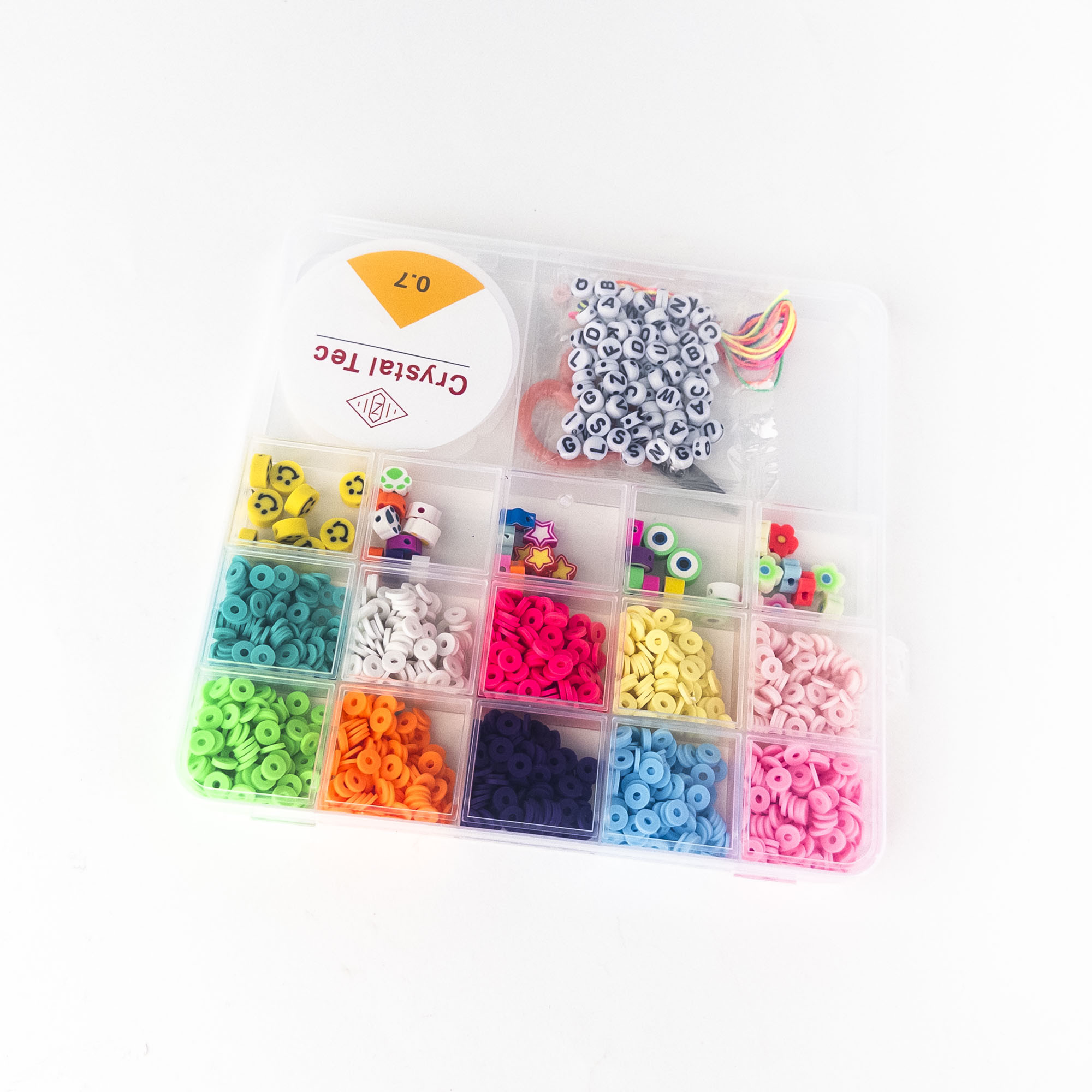 Set pentru confecționarea brățărilor Heishi Beads cu litere, 15 compartimente