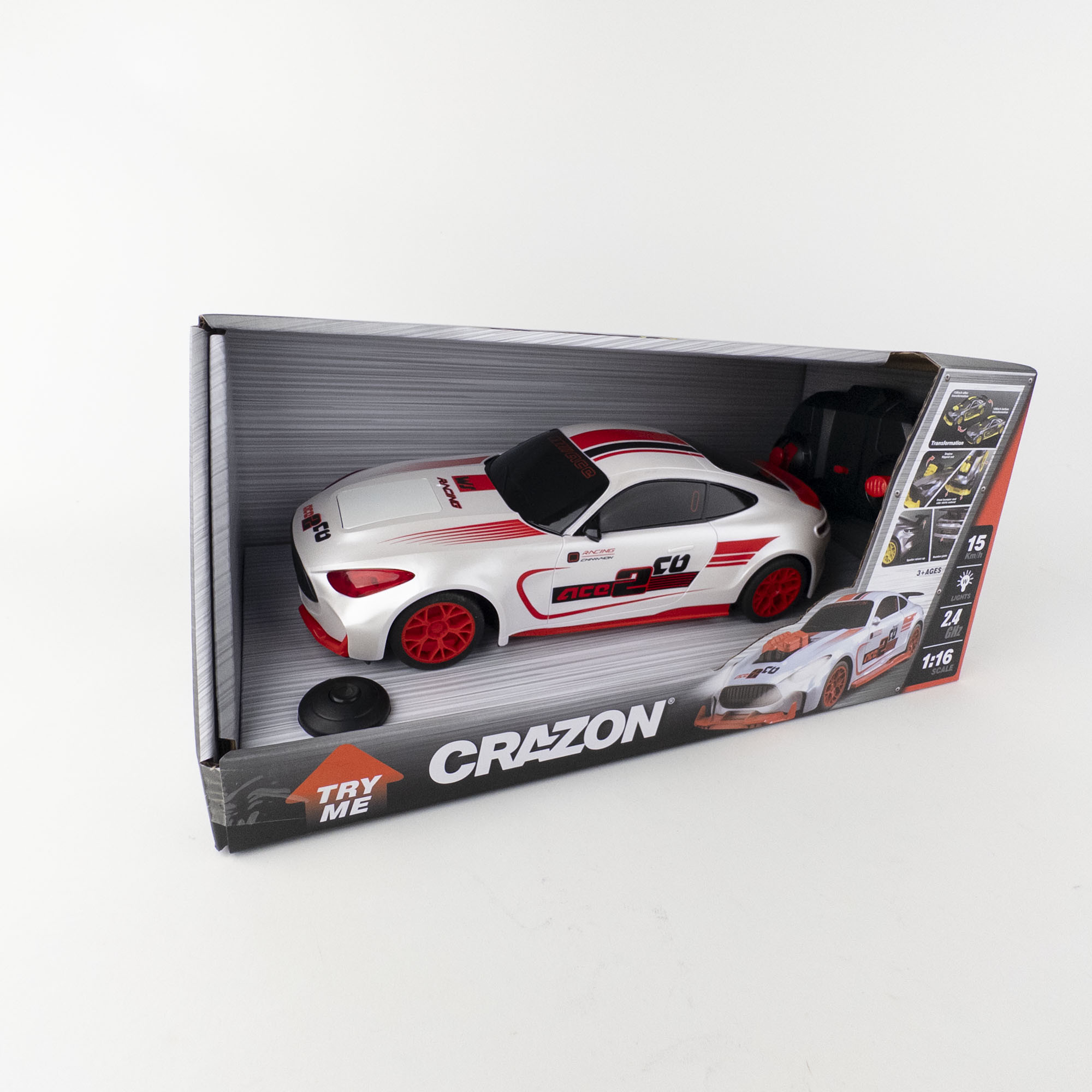 Машина CRAZON р/у трансформер 2.4G со светом и звуком White/Gray (BX251601)