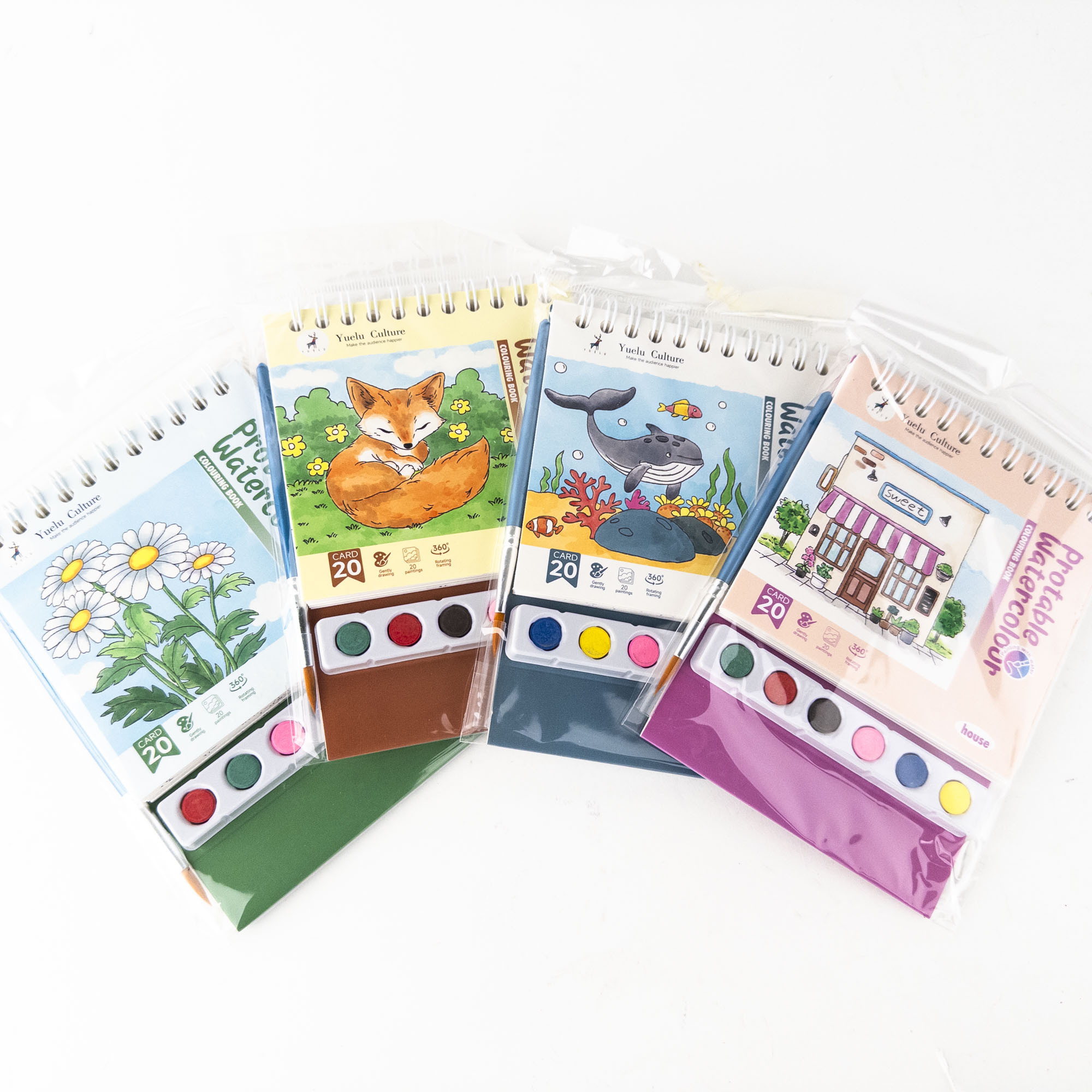 Watercolor Coloring Book with Dry Paints 10×12 cm (Assorted Designs)
