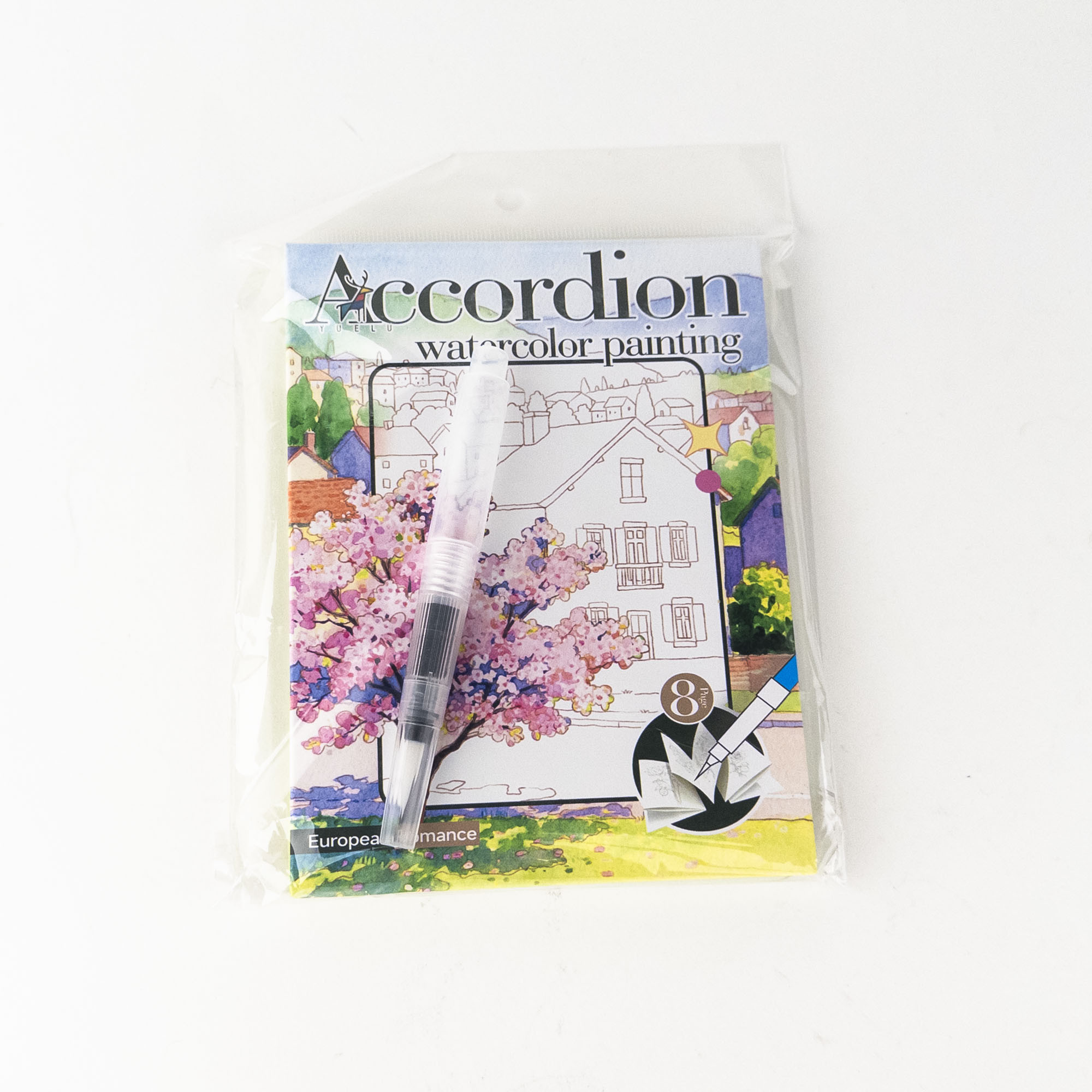Watercolor Coloring Book with Dry Paints + Brush Pen 