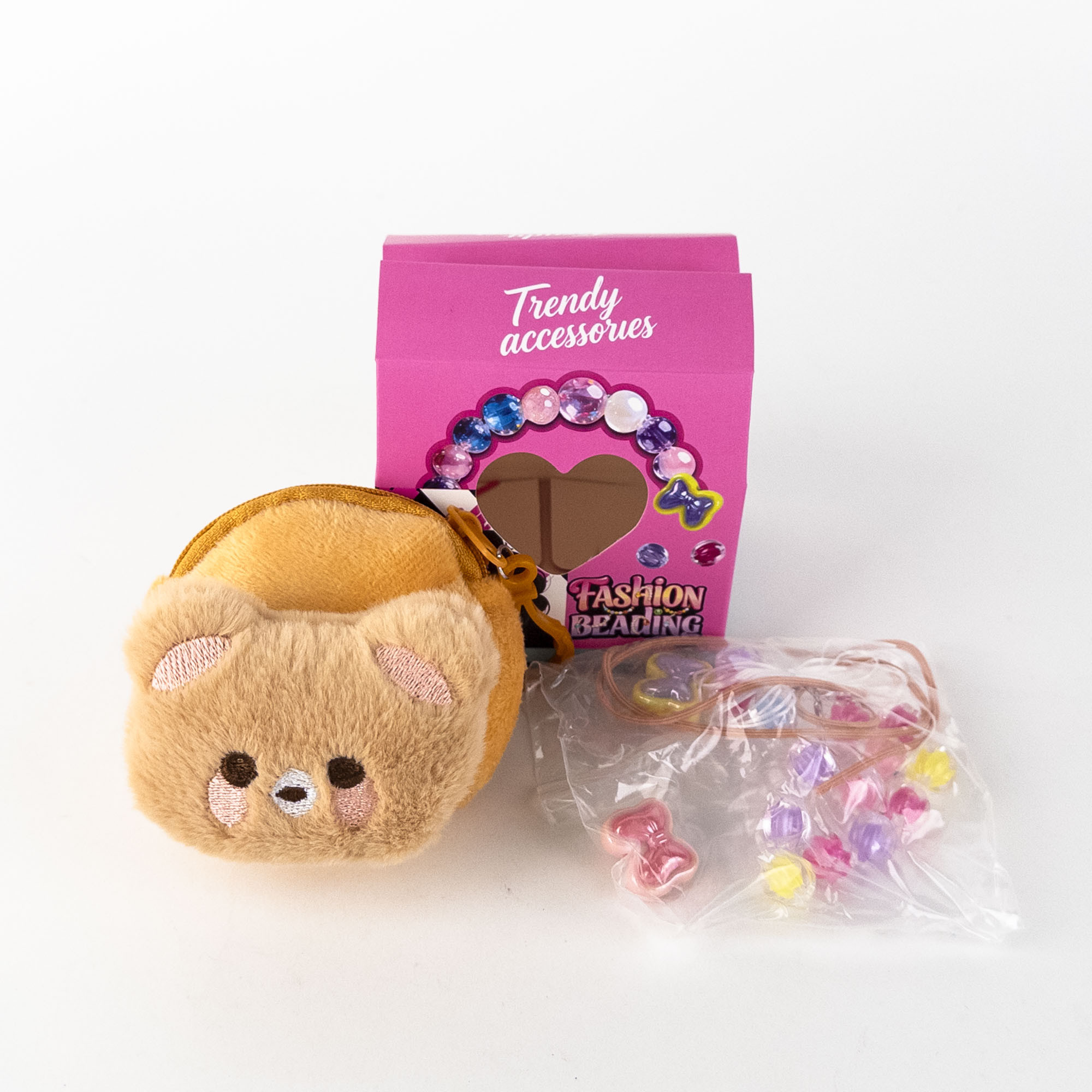 Blind Box Plush Coin Purse + Beaded Bracelet + Hair Tie Set