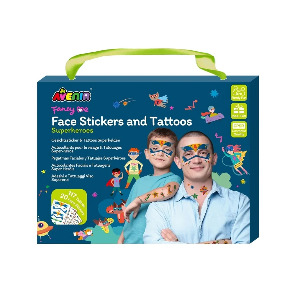 Set Fancy Me Autocolante pentru față și tatuaje temporare „Supereroi” AVENIR