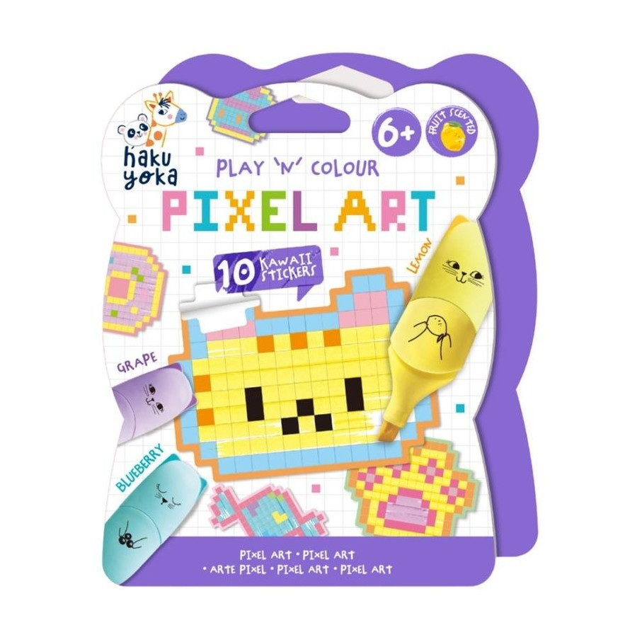Set pentru desen cu puncte Kawaii (3 markere, 6 planșe) Haku Yoka