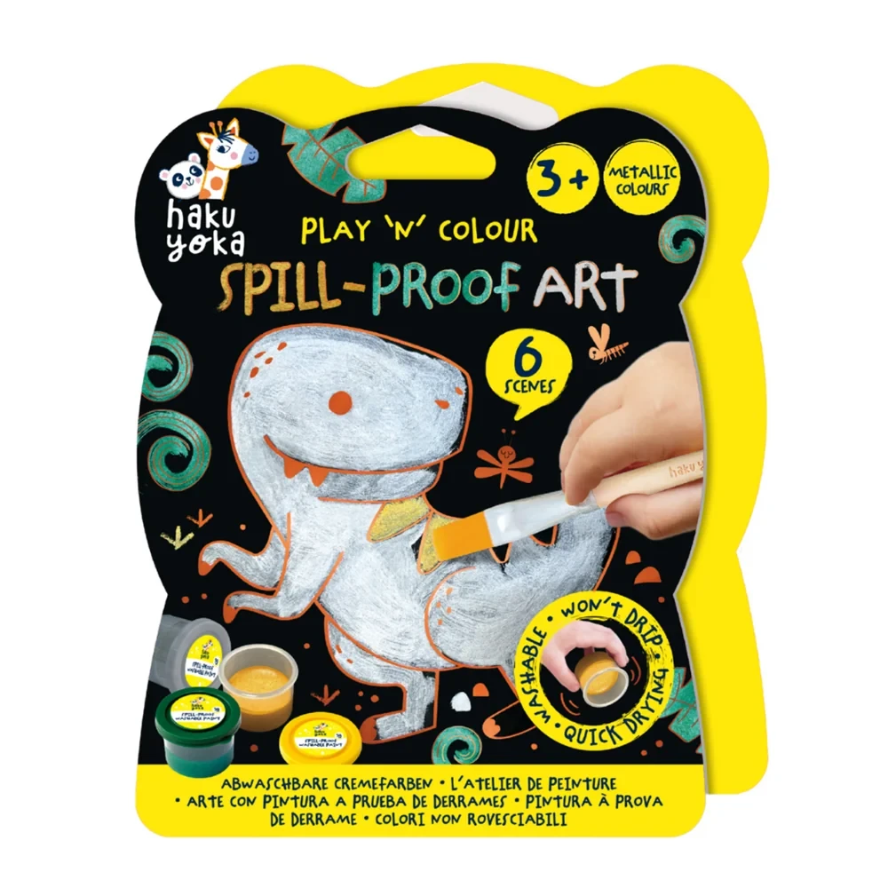 Set pentru desen cu puncte Dinozauri (3 markere, 6 planșe) Haku Yoka
