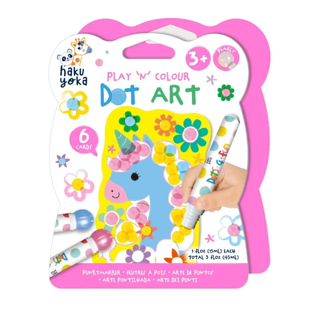 Set de pictură cu puncte Unicorn (3 carioci, 6 fișe) Haku Yoka