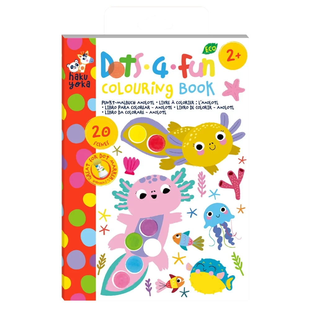 Carte de colorat pentru carioci cu puncte Axolotl Haku Yoka