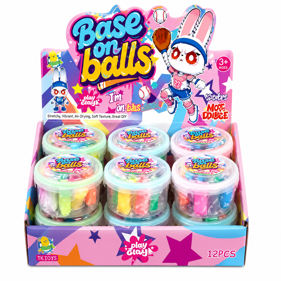 Super Light Air-Drying Clay Set 12 Colors in Tub Base on Balls / Play Clay