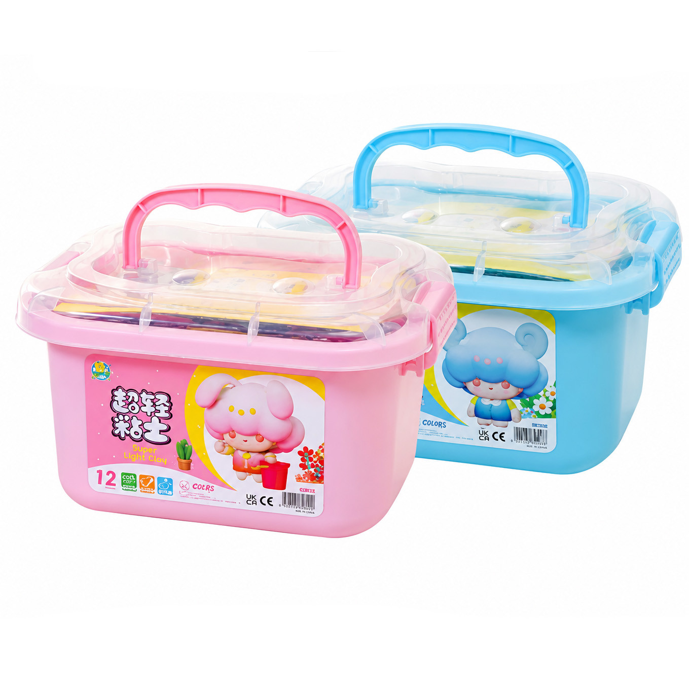 Super Light Air-Drying Clay Set 12 Colors with Molds in Storage Box