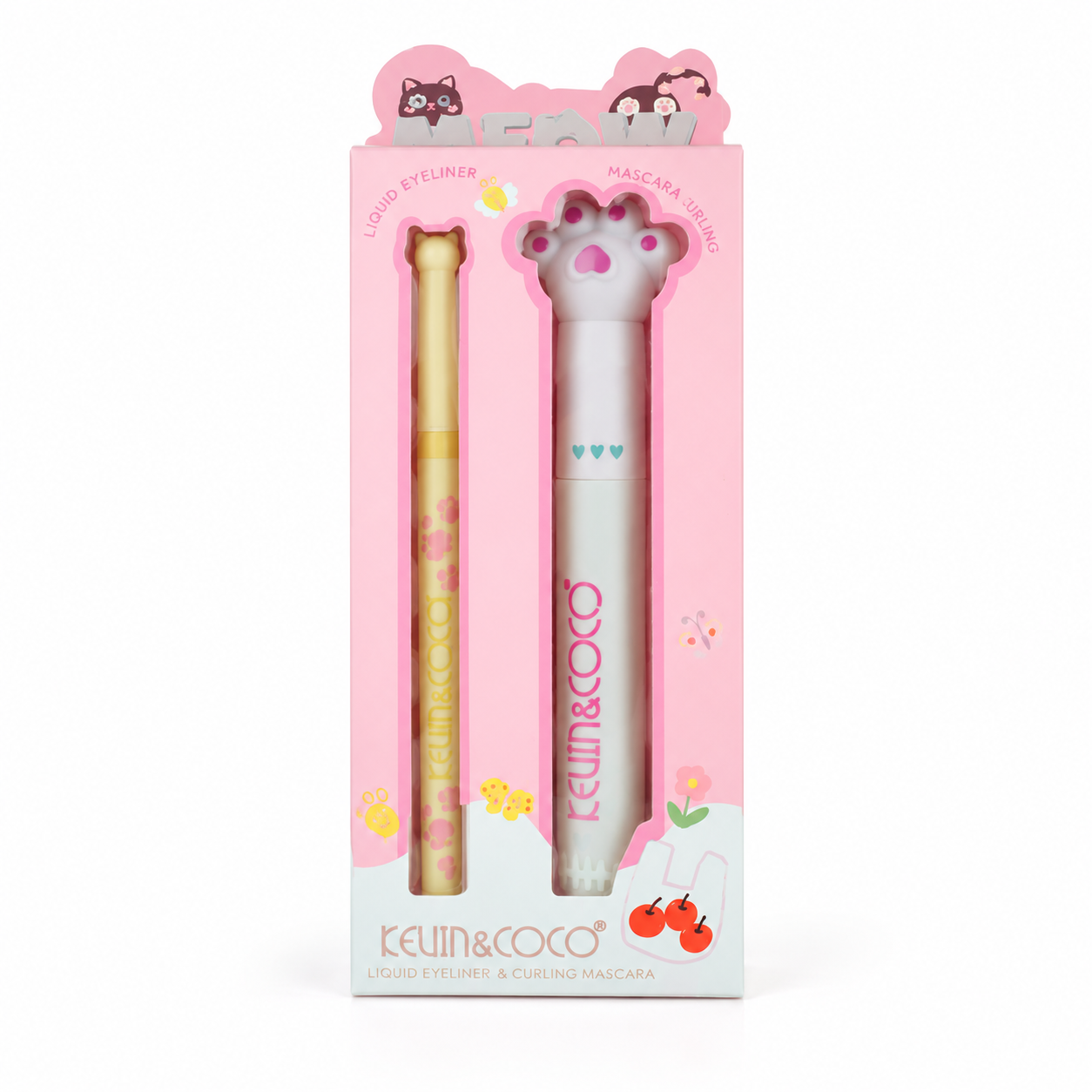 Set de cosmetice Meow KEVIN&COCO — tuș lichid și rimel pentru curbarea genelor