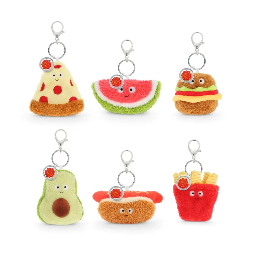 Keel Toys Keeleco Bag Charm Snackies Plush Keyring (12 cm, Assorted 6 Designs)