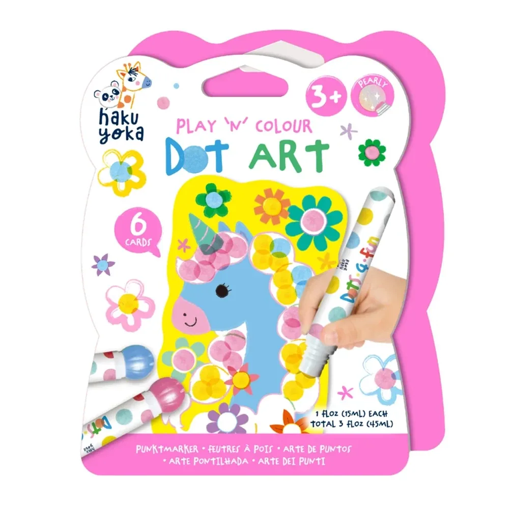 Set de pictură cu puncte Unicorn (3 carioci, 6 fișe) Haku Yoka