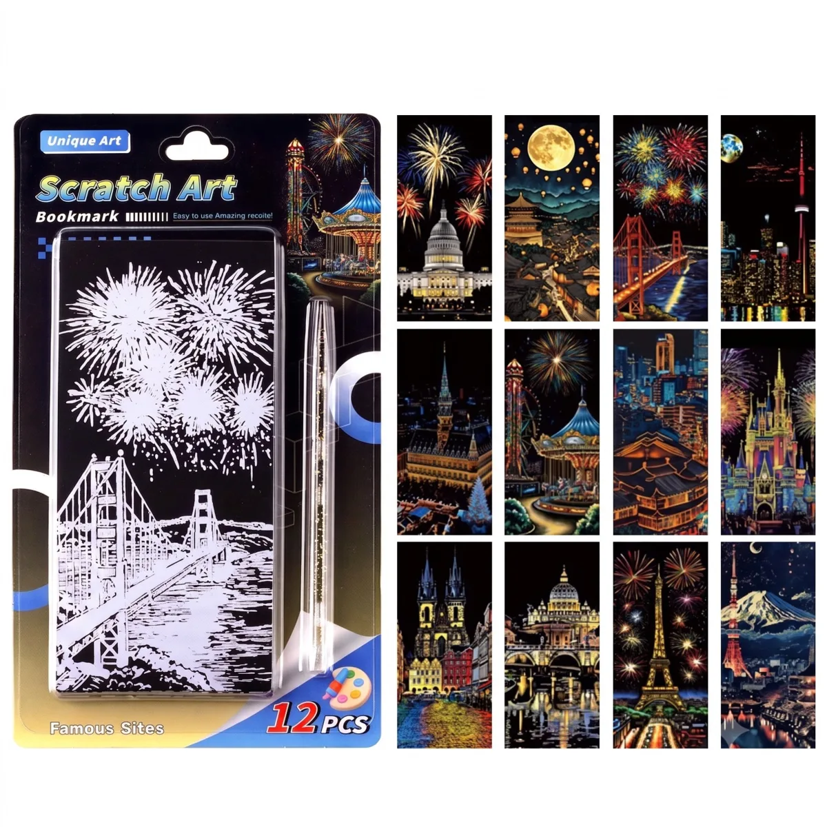Scratch Art Bookmarks – Cities (Set of 12)