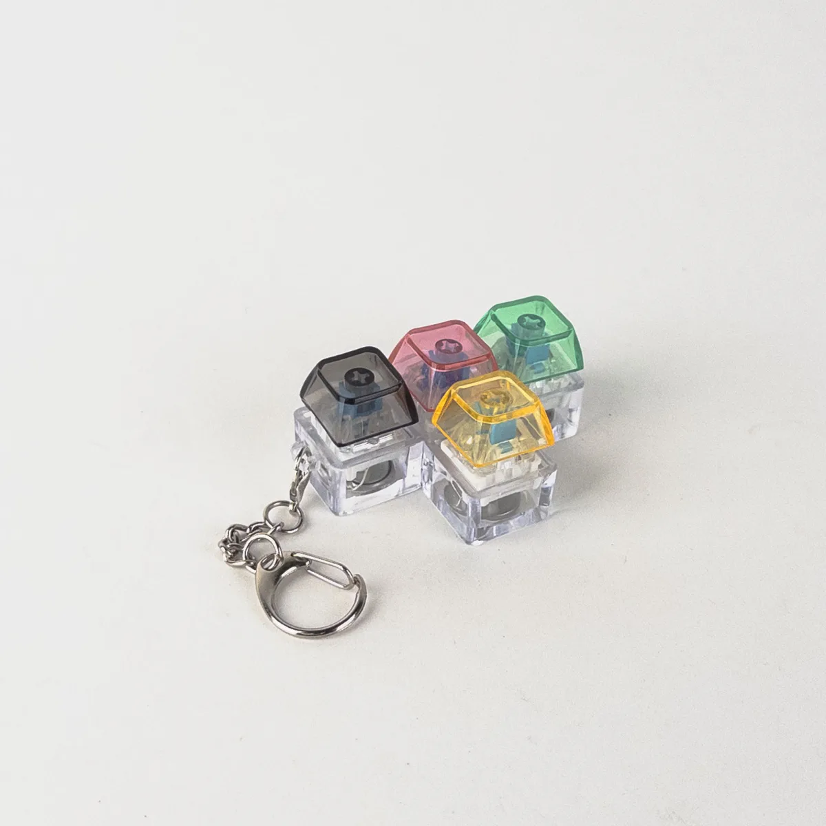 Transparent Color Light-Up Button Keychain (4 Buttons)