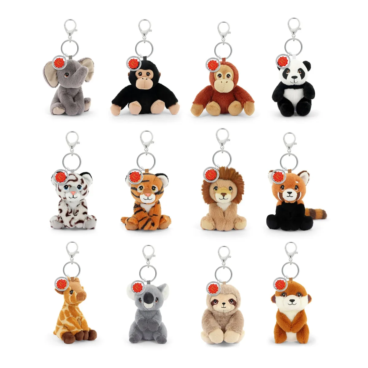 Keel Toys Keeleco Bag Charm Wild Plush Keyring (12 cm, Assorted 12 Designs)